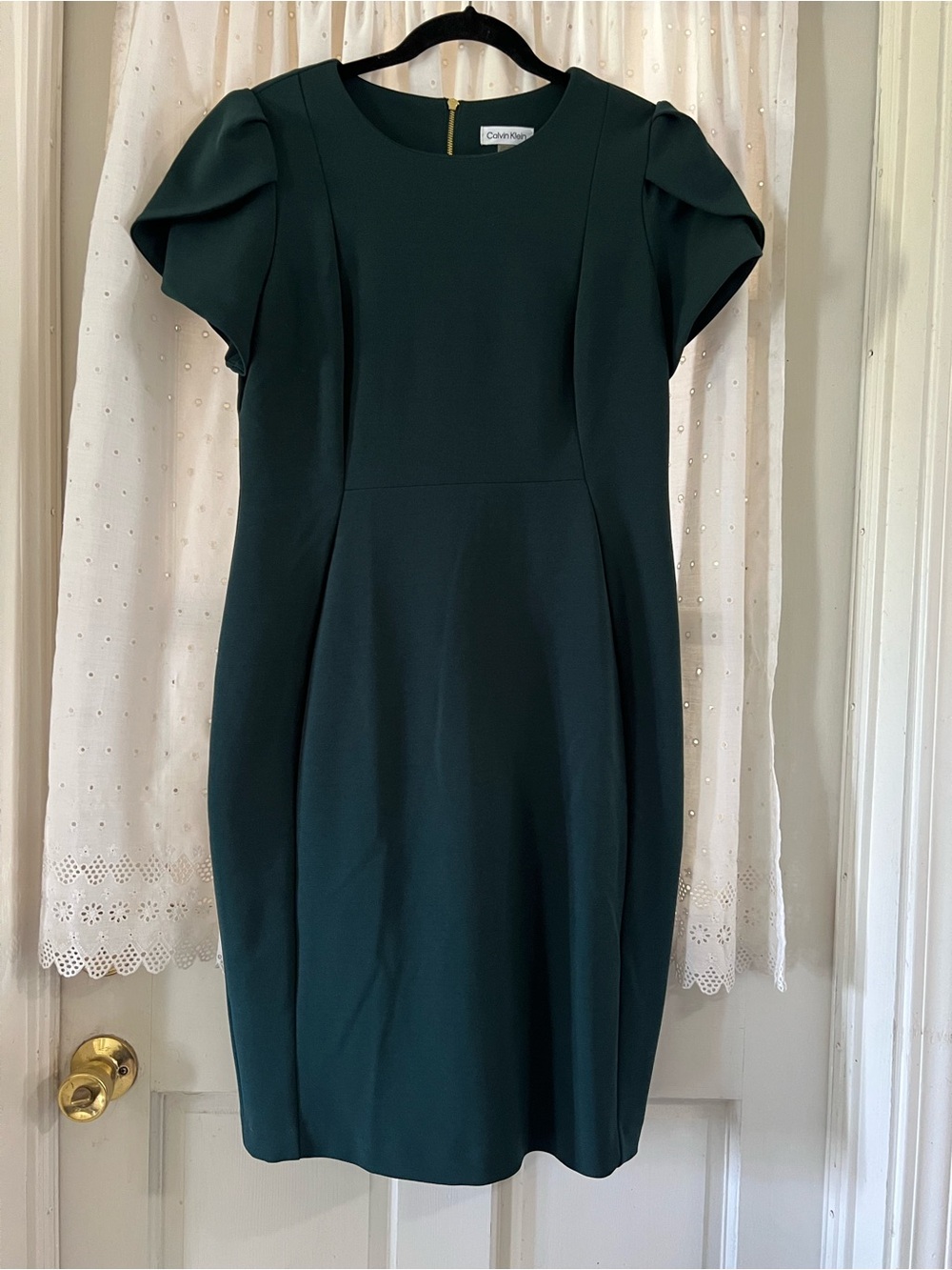 Calvin Klein Dark Teal Midi Dress with Flutter Sleeves - Picture 2 of 7